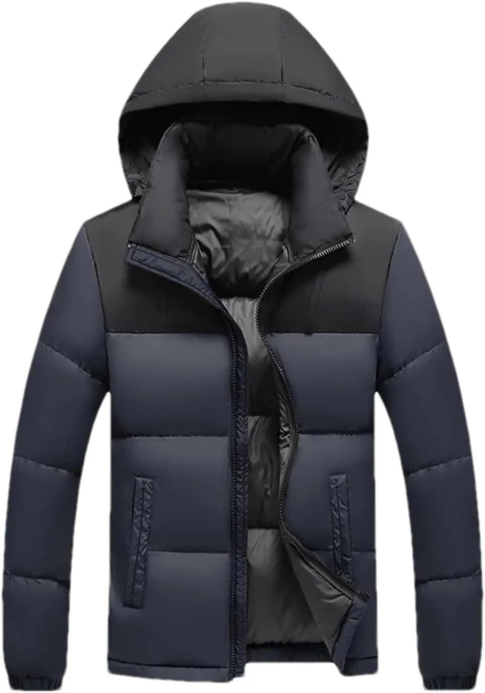 Men's Winter Puffer Jacket Fashion Hooded Down Cotton Padded Coat Casual Thickened Warm Parka Ski Wear