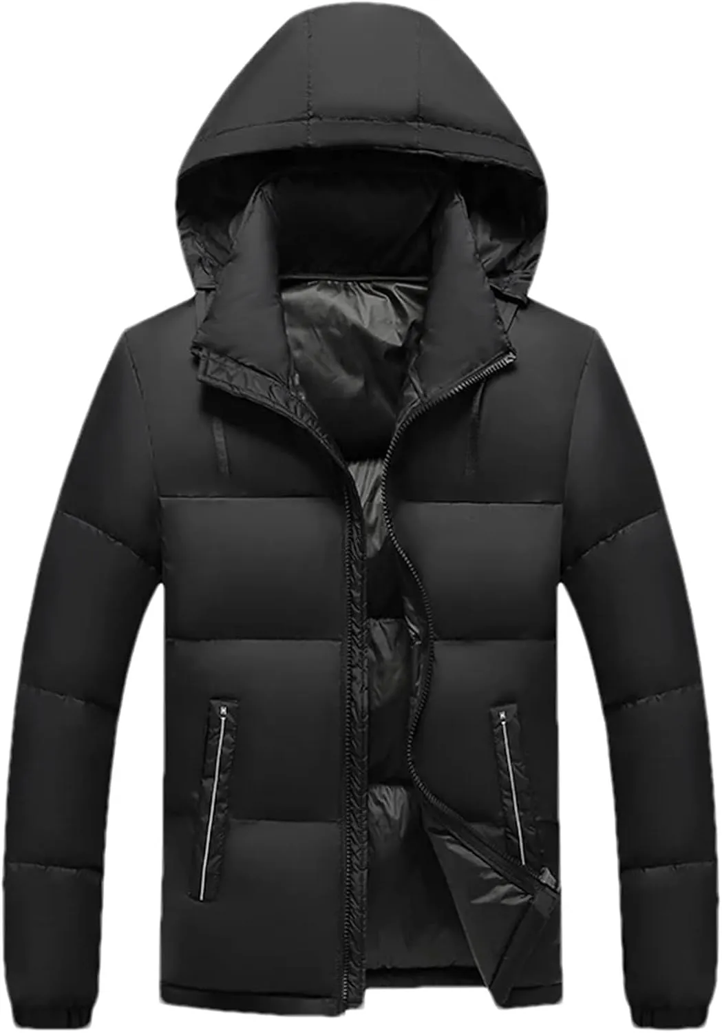 Men's Winter Puffer Jacket Fashion Hooded Down Cotton Padded Coat Casual Thickened Warm Parka Ski Wear