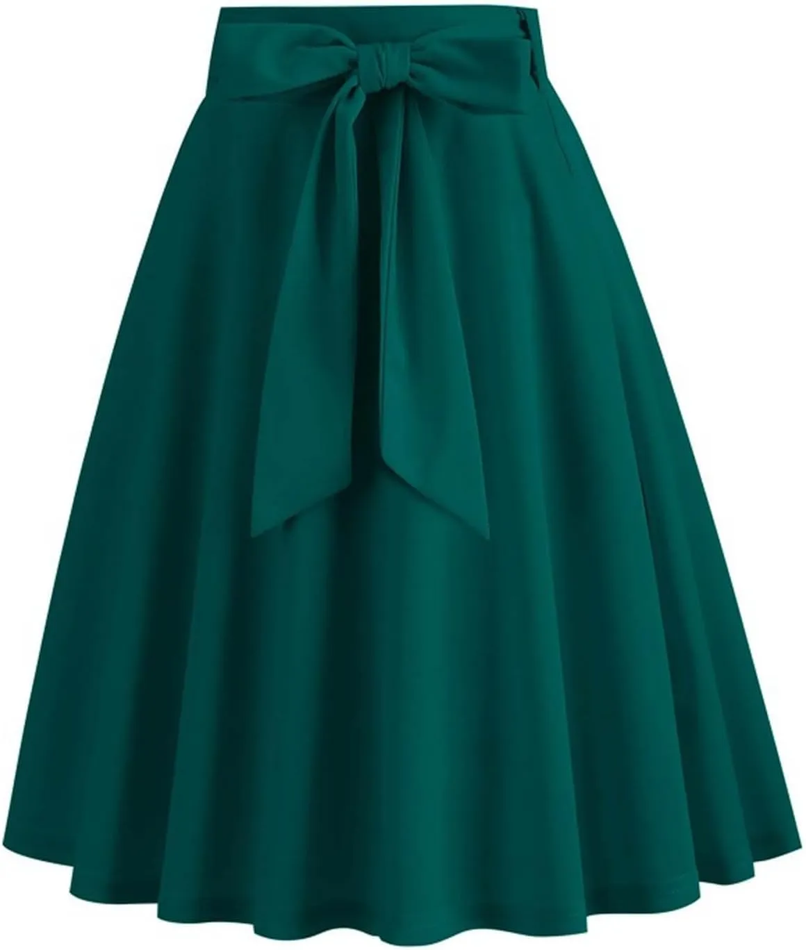 Midi Skirt for Women Ladies Elegant Temperament Retro Solid Color Pocket Belt Skirt Summer Pleated Skirt for