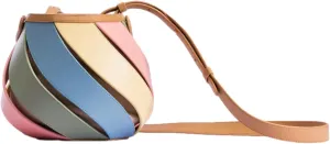 Mini Colorful Bucket Bag for Women PU Drawstring Tote Crossbody Bag Unique Patchwork Bag