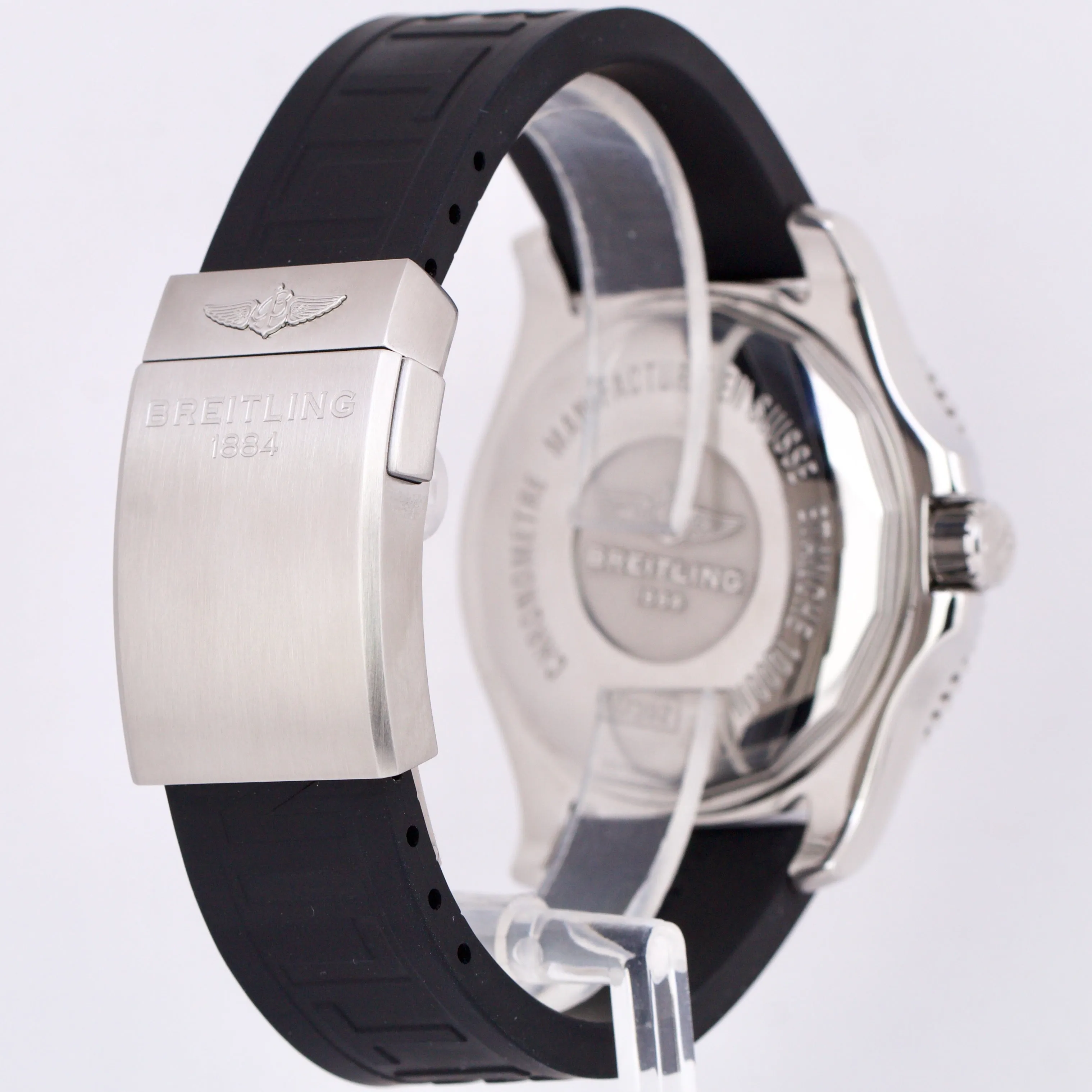 MINT Breitling SuperOcean II 44 Stainless Steel 44mm BLACK Rubber A17392 BOX