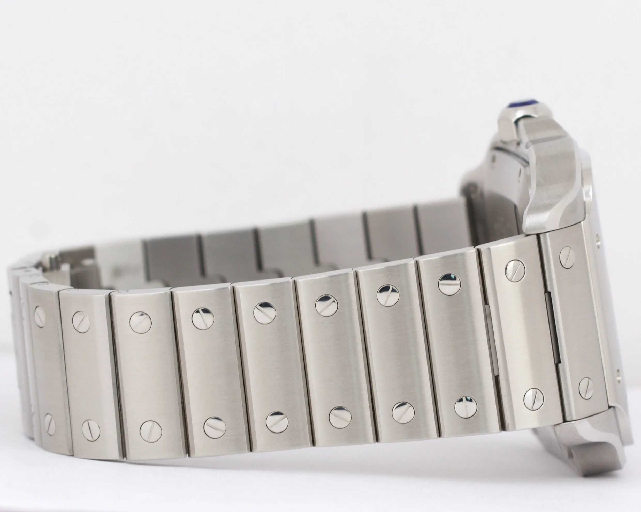 MINT PAPERS Cartier Santos 39.8mm White Steel Leather 4072 Watch WSSA0018 BOX