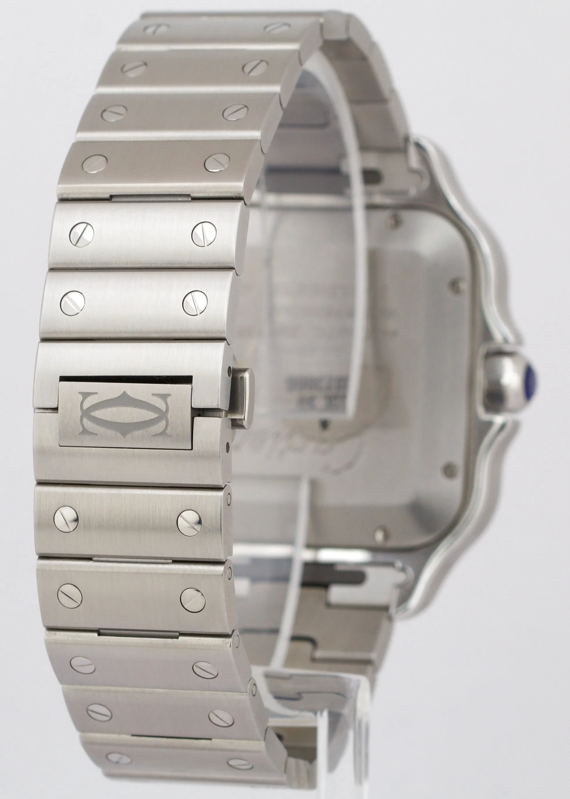 MINT PAPERS Cartier Santos 39.8mm White Steel Leather 4072 Watch WSSA0018 BOX