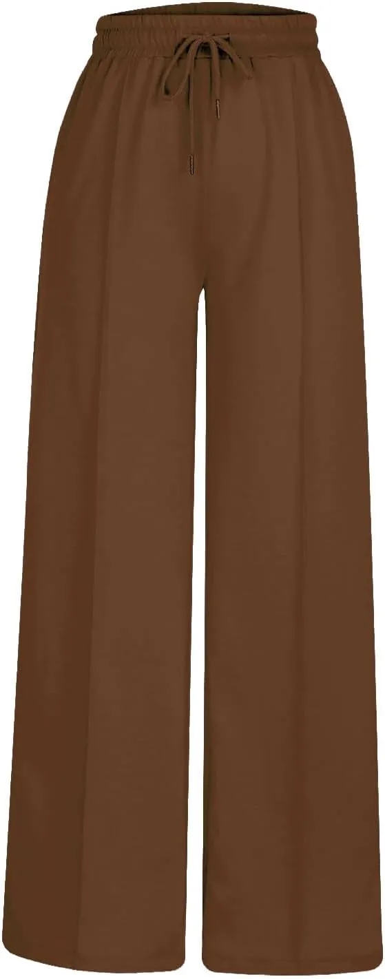 Miyaomn Womens Sweatpants Wide Leg High Waist Lounge Pants Front Pleated Drawstring Gym Workout Sports Casual Travel Trousers