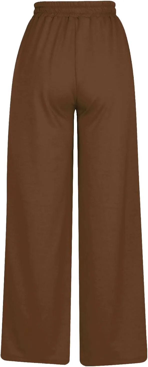 Miyaomn Womens Sweatpants Wide Leg High Waist Lounge Pants Front Pleated Drawstring Gym Workout Sports Casual Travel Trousers
