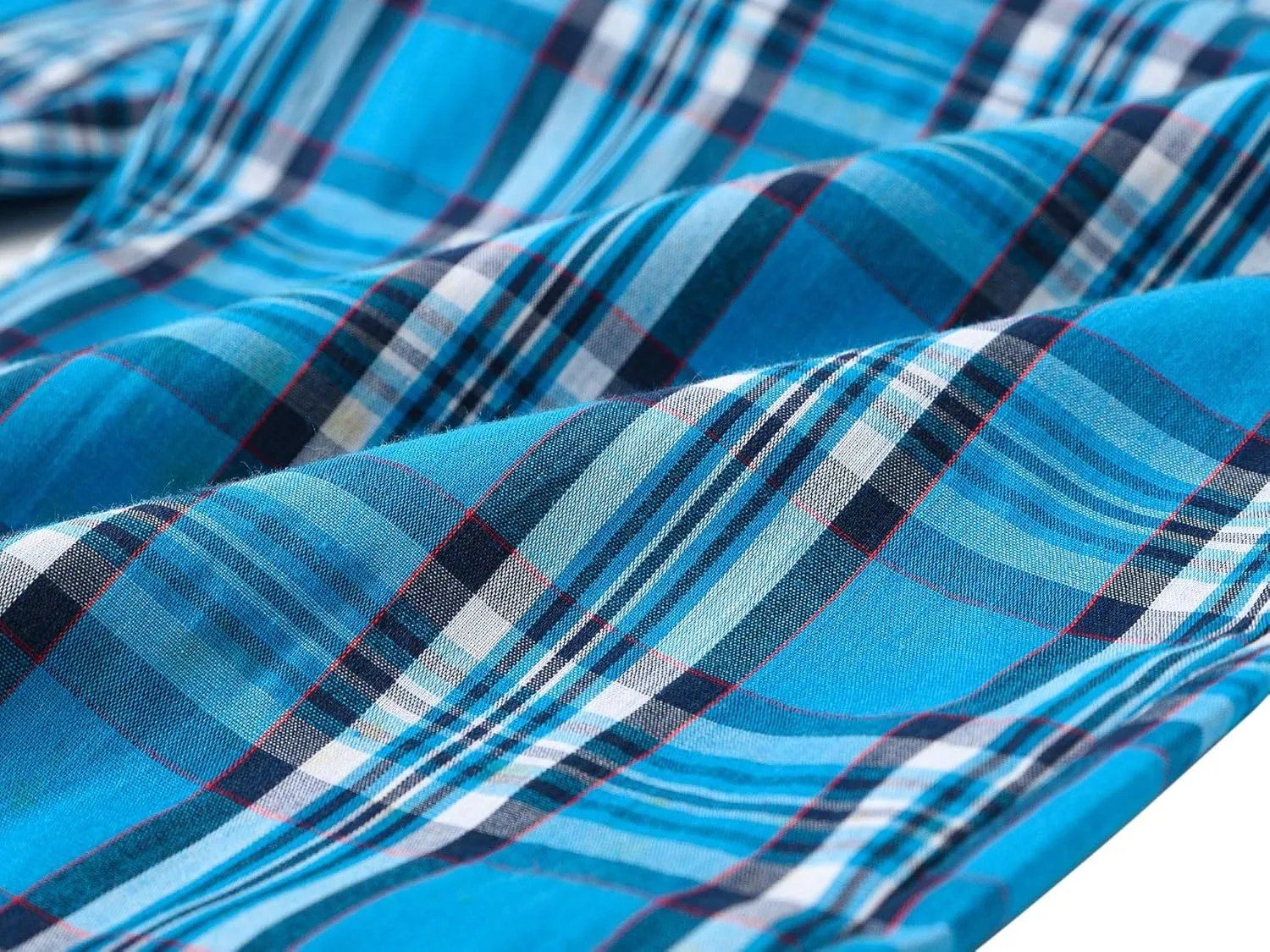 MoFiz Men's Sleepwear Shorts Pajama Bottom Lounge Short Plaid Button Open Fly 3Pack