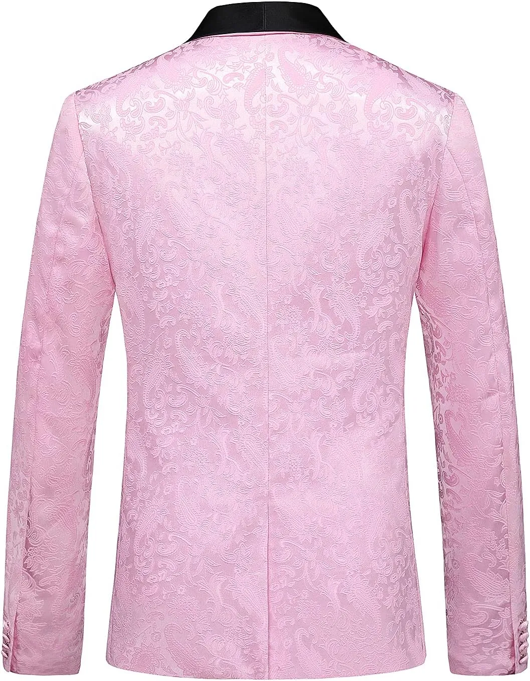 MOGU Mens 3 Piece Tuxedo Slim Fit Jacquard Floral Vintage Groomsmen Wedding Prom Suit