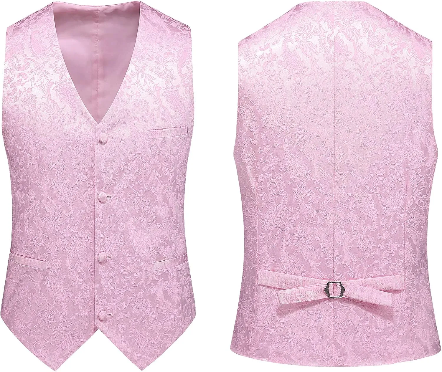 MOGU Mens 3 Piece Tuxedo Slim Fit Jacquard Floral Vintage Groomsmen Wedding Prom Suit