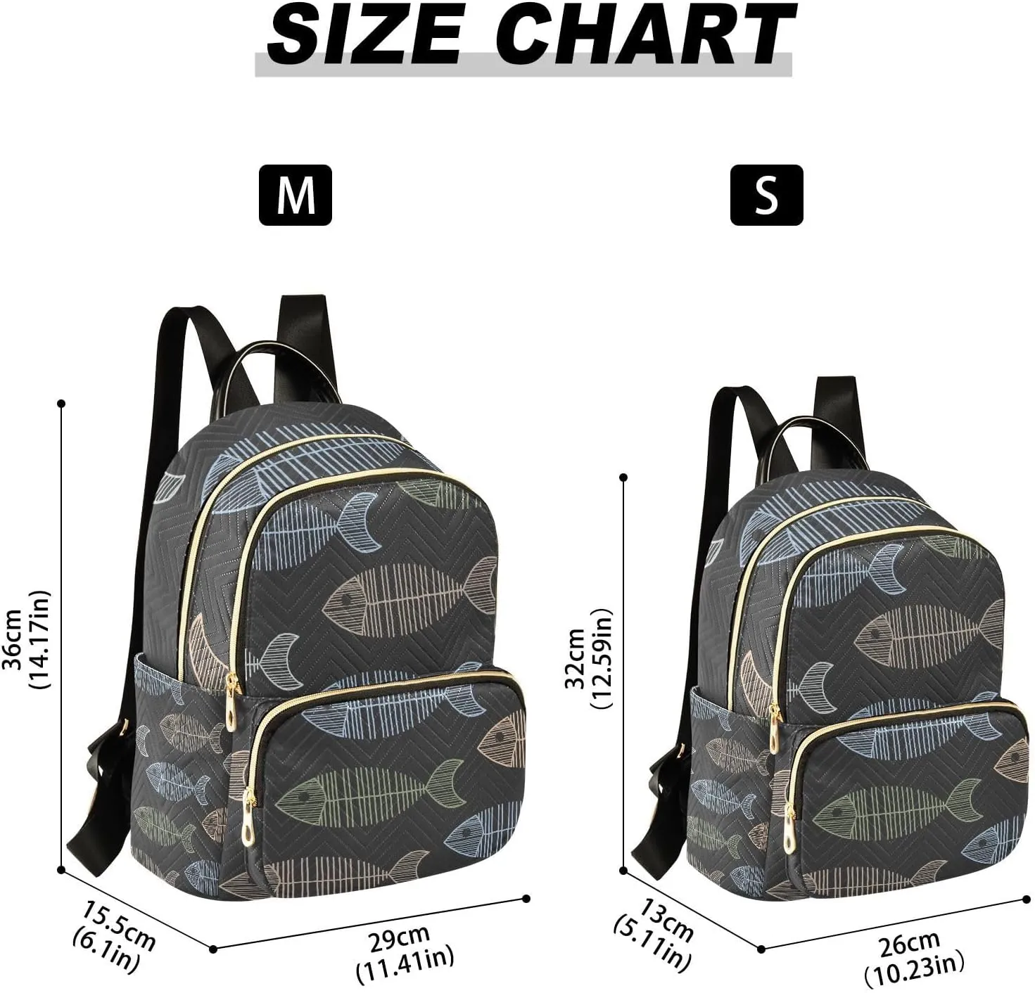 Ocean Women Fashion Backpack Cute Fish Bone Sturdy Daily Bag Compact Regular Bag Diaper Bag
