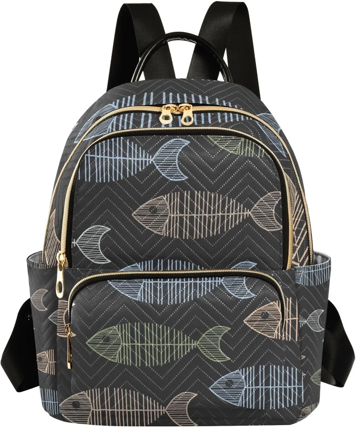Ocean Women Fashion Backpack Cute Fish Bone Sturdy Daily Bag Compact Regular Bag Diaper Bag