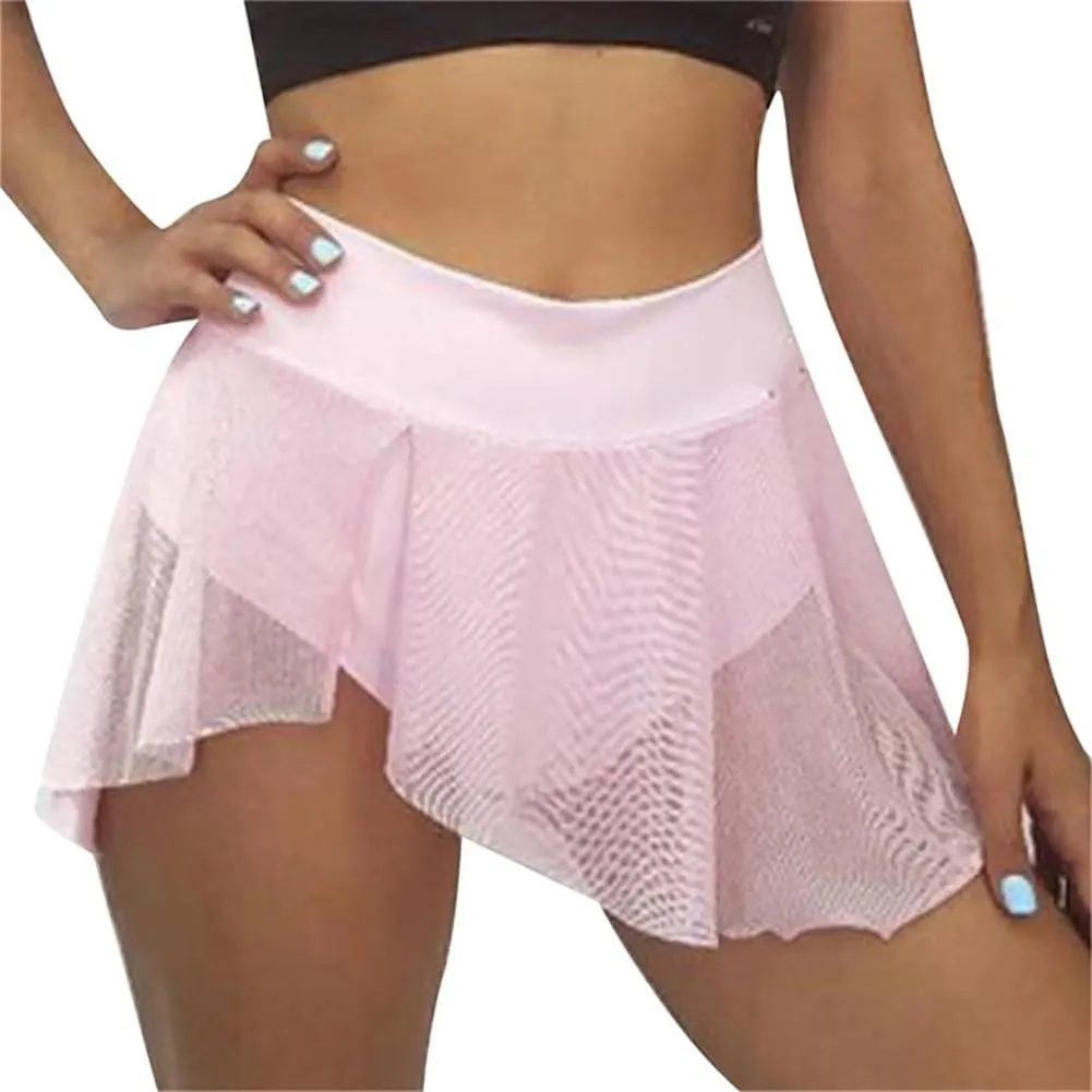 ODASDO Women's Pole Dance Outfit Rave Shorts Ruffle Panties Skirt Mesh Booty Bottoms Hot Pants Workout Clubwear