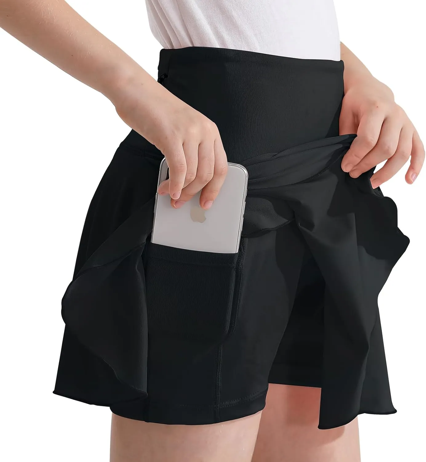 OEBLD Girls Athletic Skort High Waist Tennis Skirts with Shorts Butterfly Ruffle School Skirts with Pockets