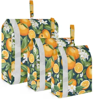 Orange Leaves Flowers Black Packing Cubes for Travel 3 Set Travel Organizer Luggage Cubes for Packing