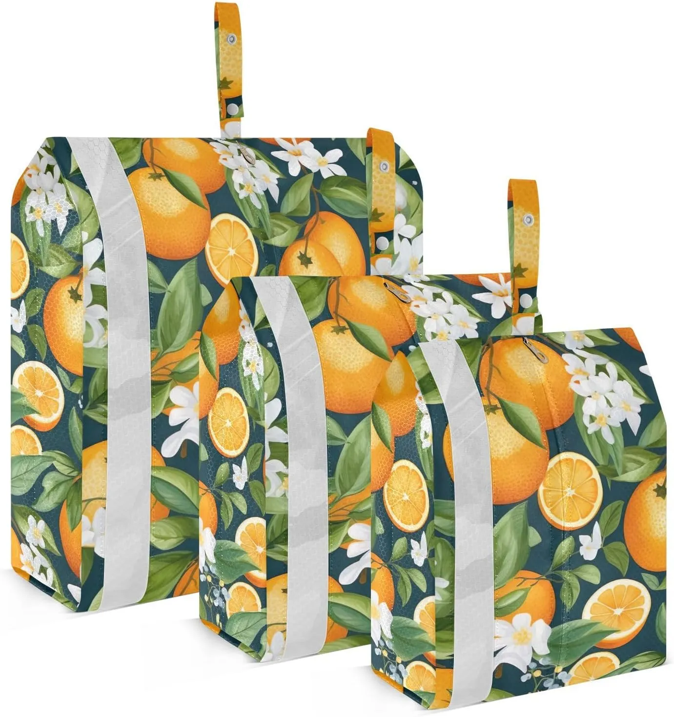 Orange Leaves Flowers Black Packing Cubes for Travel 3 Set Travel Organizer Luggage Cubes for Packing