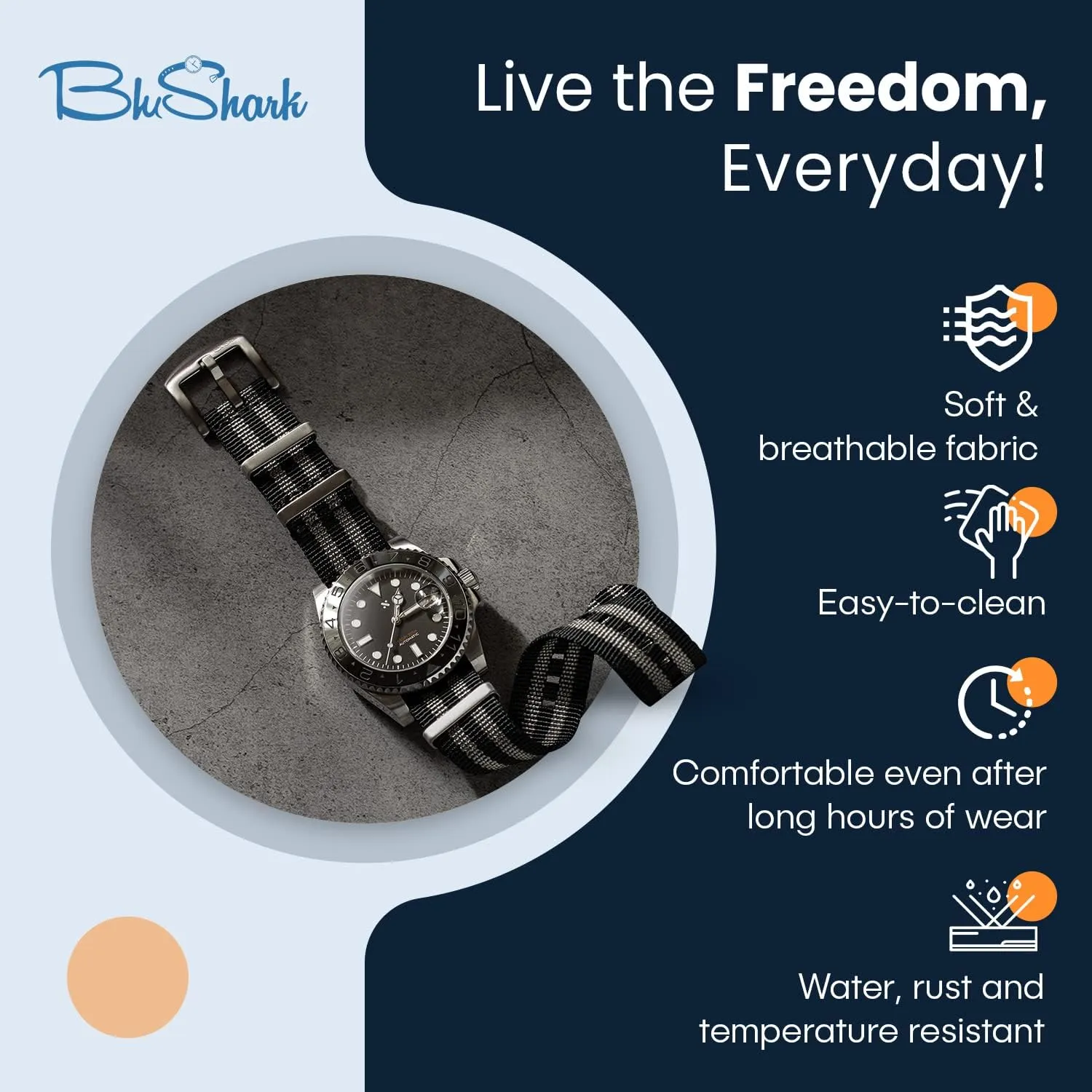 Original Collection Military-Style Waterproof Watch Strap, Fits All Timepiece Brands, Durable Nylon Wristwatch Accessories with Stainless Steel Buckle - 18mm, 20mm, 22mm & 24mm Watch Bands