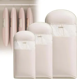 Otherwise Garment Bags, Otherwise Space Saving Hanging Garment Bag with Self Compression Zipper, 35/43/51 In Dust Cover Clothes Bags for Down Coat (Beige,All Size-3pcs)