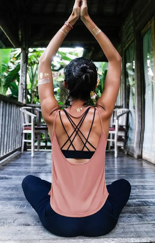 OYANUS Womens Summer Workout Tops Sexy Backless Yoga Shirts Open Back Activewear Running Sports Gym Tank Tops