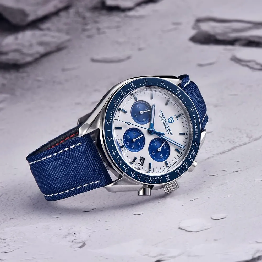 Pagani Design 1701 Men's Professional Chronograph Japan VK63 Quartz Movement Moon Wristwatch Stainless Steel 100M Waterproof Casual Analog Watch Date