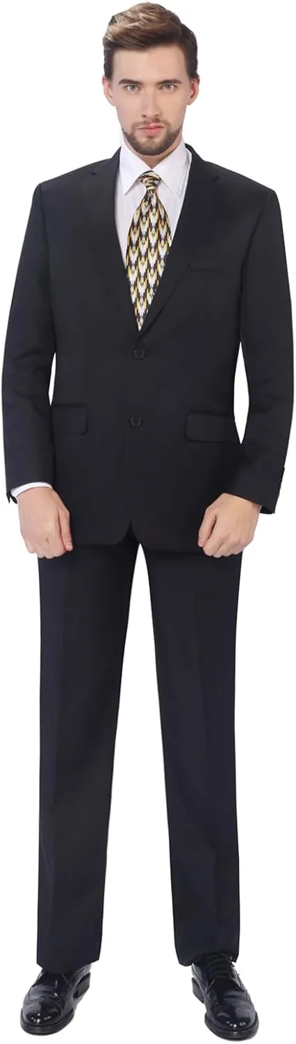 P&L Men's 2-Piece Classic Fit Single Breasted 2 Buttons Blazer & Trousers Suit