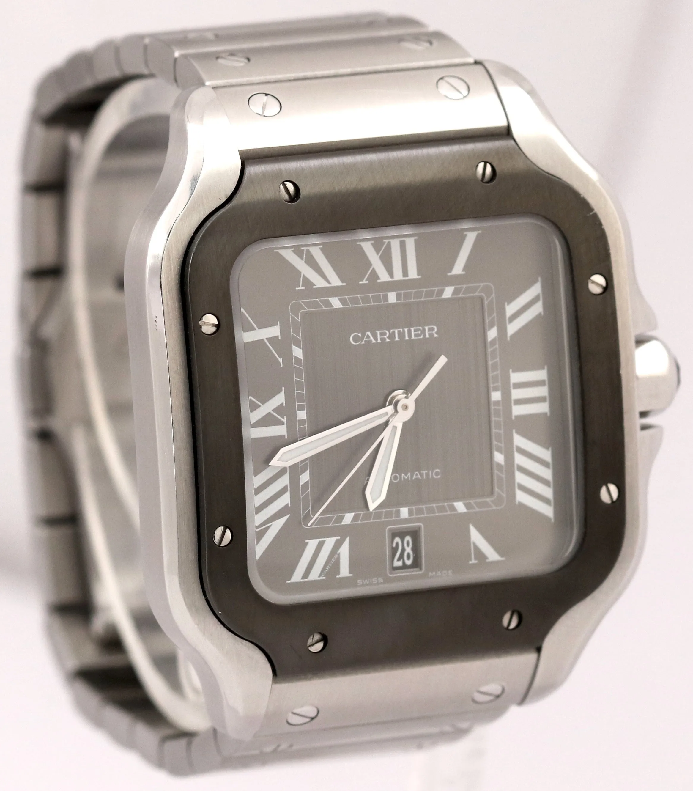PAPERS Cartier Santos Large 39.8mm BLACK ADLC Gray Steel 4072 WSSA0037 Watch