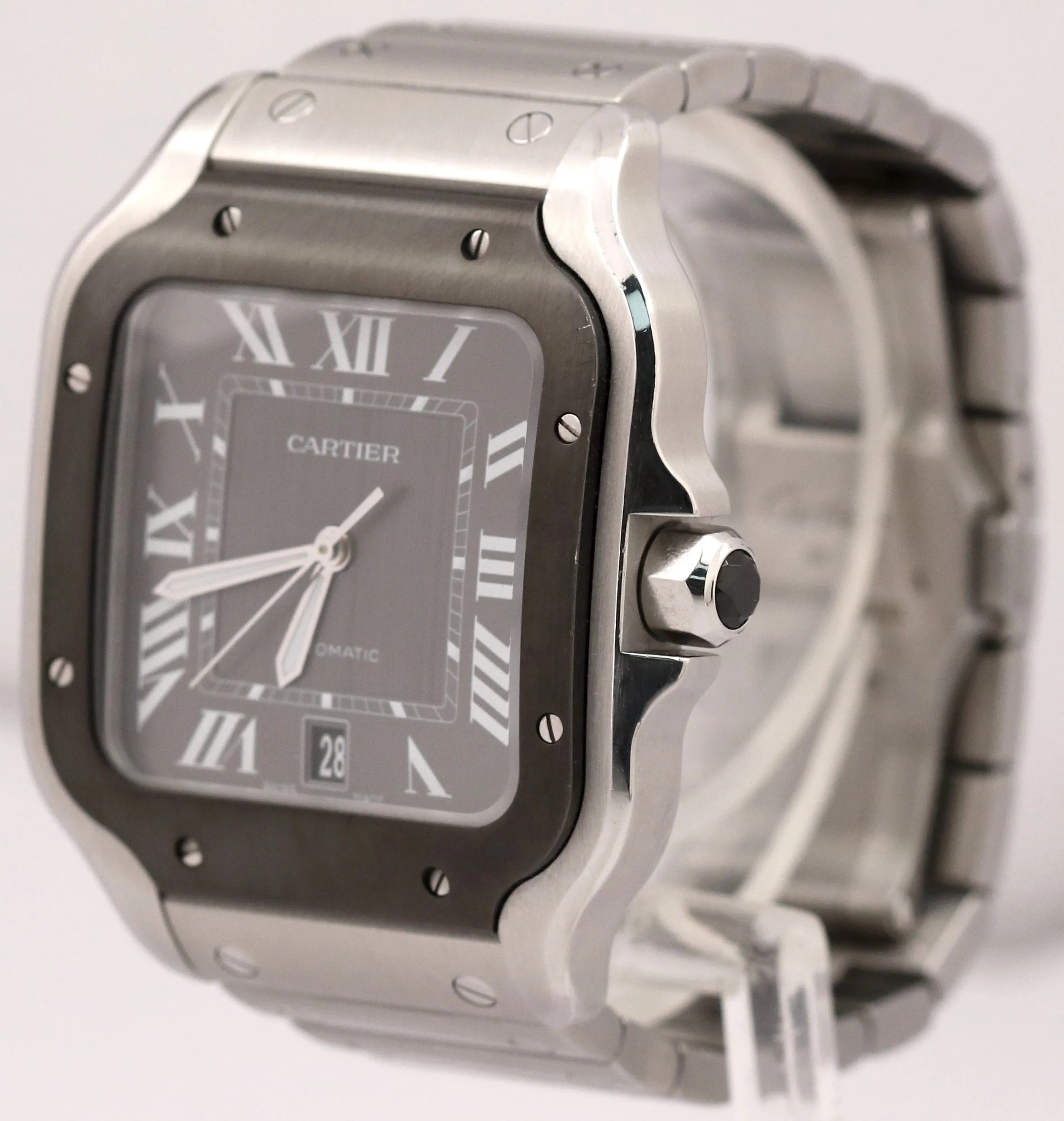 PAPERS Cartier Santos Large 39.8mm BLACK ADLC Gray Steel 4072 WSSA0037 Watch