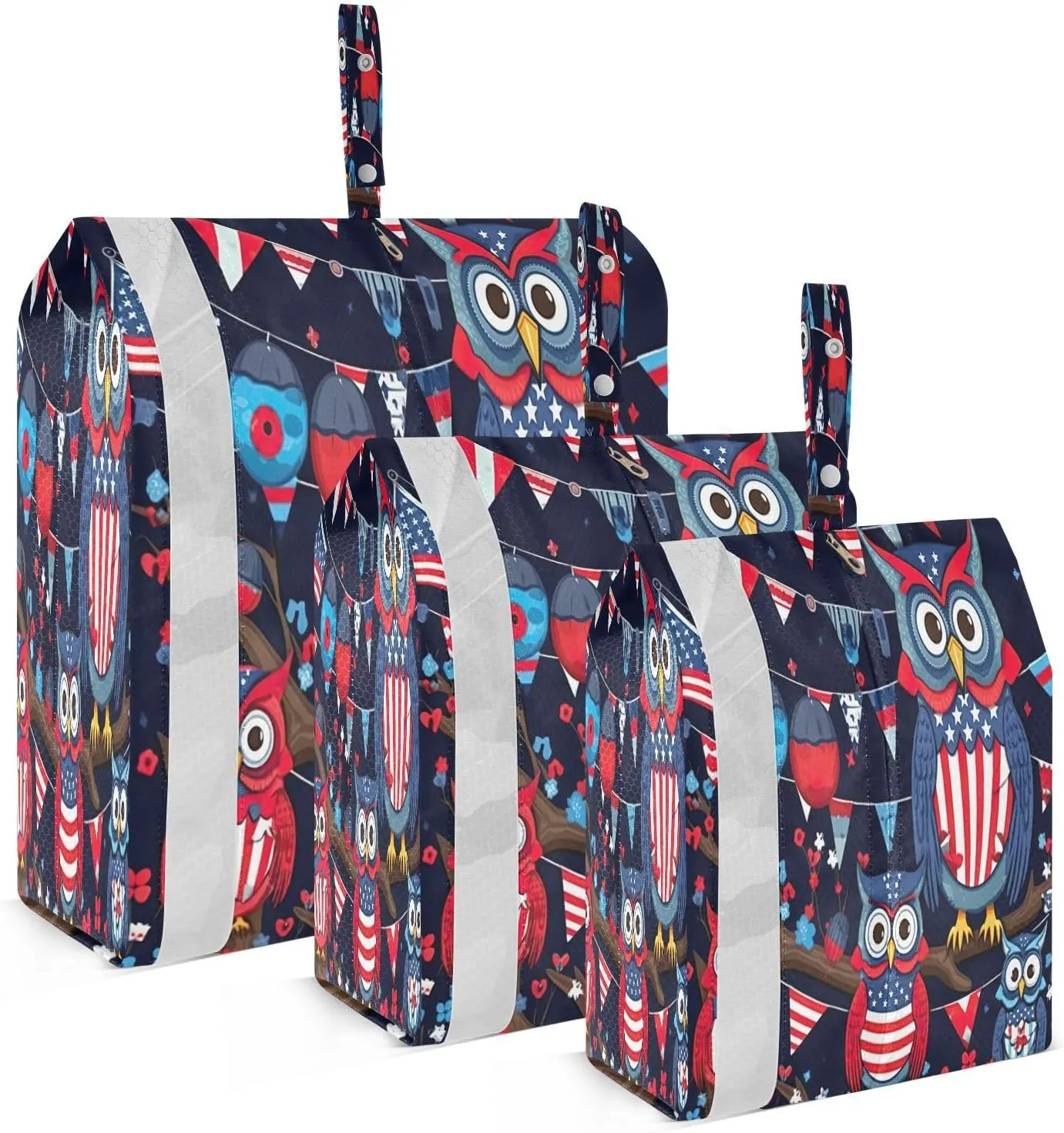 Patriotic Owls Banner Packing Cubes for Travel 3 Set Compression Packing Bags Suitcase Organizer Bags Set for Suitcase