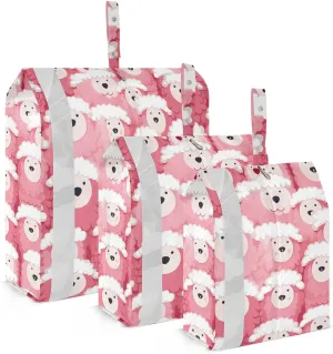 Pink White Sheeps Packing Cubes for Travel 3 Set Travel Organizer Bags Luggage Bags for Packing Compression