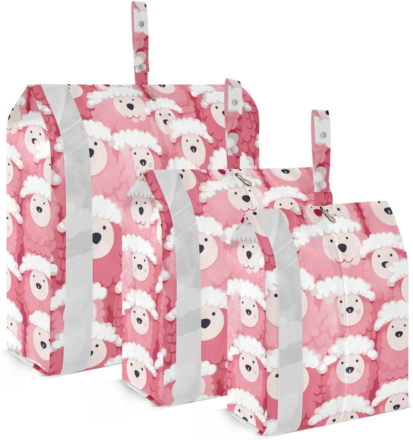 Pink White Sheeps Packing Cubes for Travel 3 Set Travel Organizer Bags Luggage Bags for Packing Compression