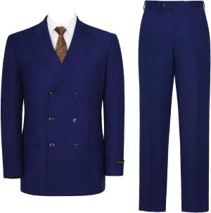 Pio Lorenzo Men's 2-Piece Classic Fit Double Breasted Peak Lapel Plaid Suit