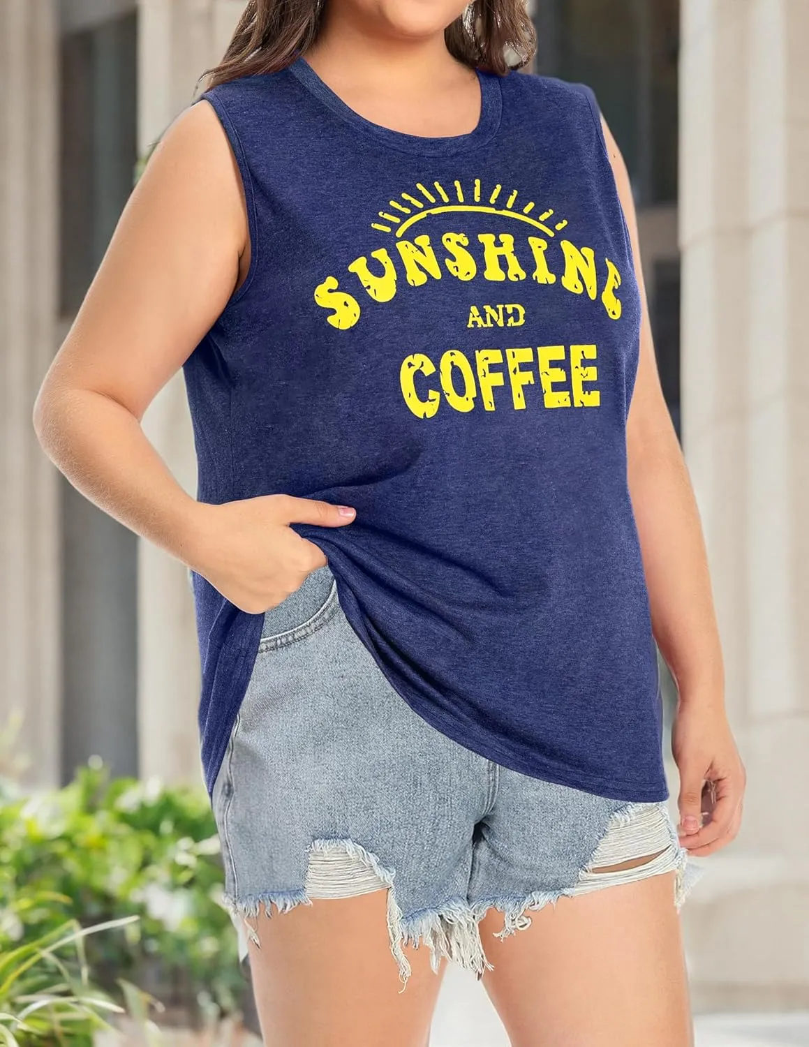 Plus Size Tops for Women Sleeveless Summer Tank Top Loose Fit Casual Tunics Shirts