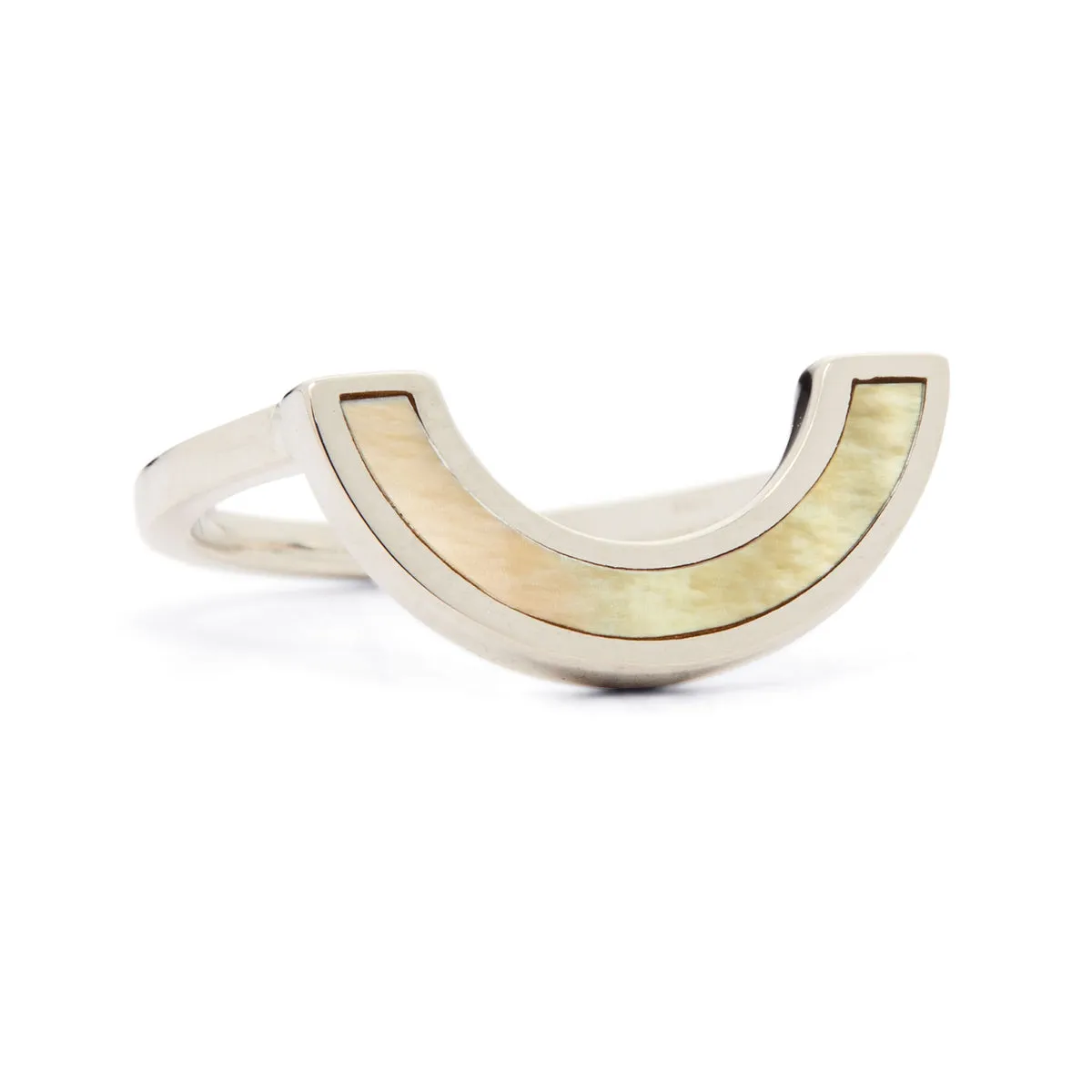 Rainbow Ring - Honey Mother of Pearl, Sterling Silver