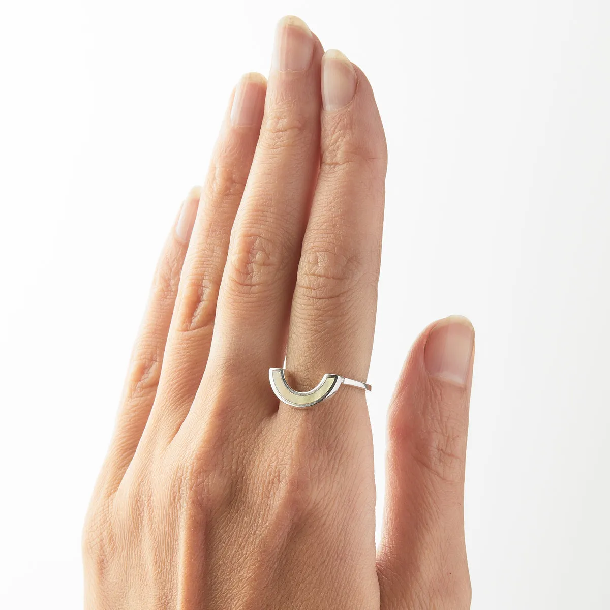 Rainbow Ring - Honey Mother of Pearl, Sterling Silver