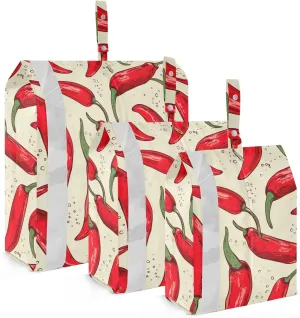 Red Chilis Packing Cubes for Travel 3 Set Compressible Packing Cubes Luggage Cubes for Travel
