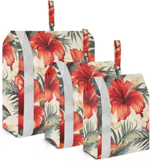 Red Flower Palms Packing Cubes for Travel 3 Set Packing Cubes Compression Suitcase Organizer for Travel Essentials