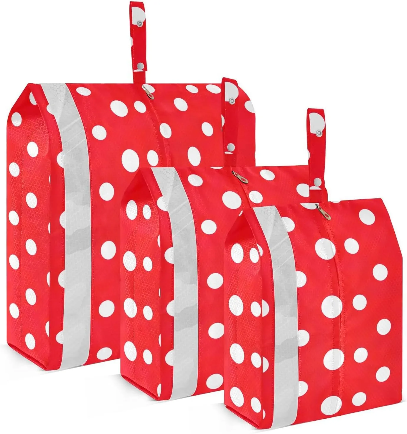 Red White Dots Packing Cubes for Travel 3 Set Travel Compression Bags Luggage Organizer Bags for Woman Man
