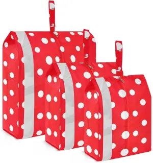 Red White Dots Packing Cubes for Travel 3 Set Travel Compression Bags Luggage Organizer Bags for Woman Man