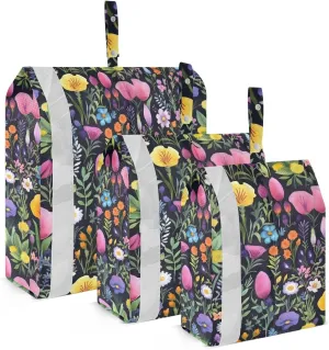 Red Yellow Pansies Florals Packing Cubes for Travel 3 Set Compressible Packing Cubes Luggage Bags for Organization