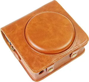 Rieibi Square SQ6 Protective PU Leather Compact Cover with Adjustable Shoulder Strap, Brown Beauty Case