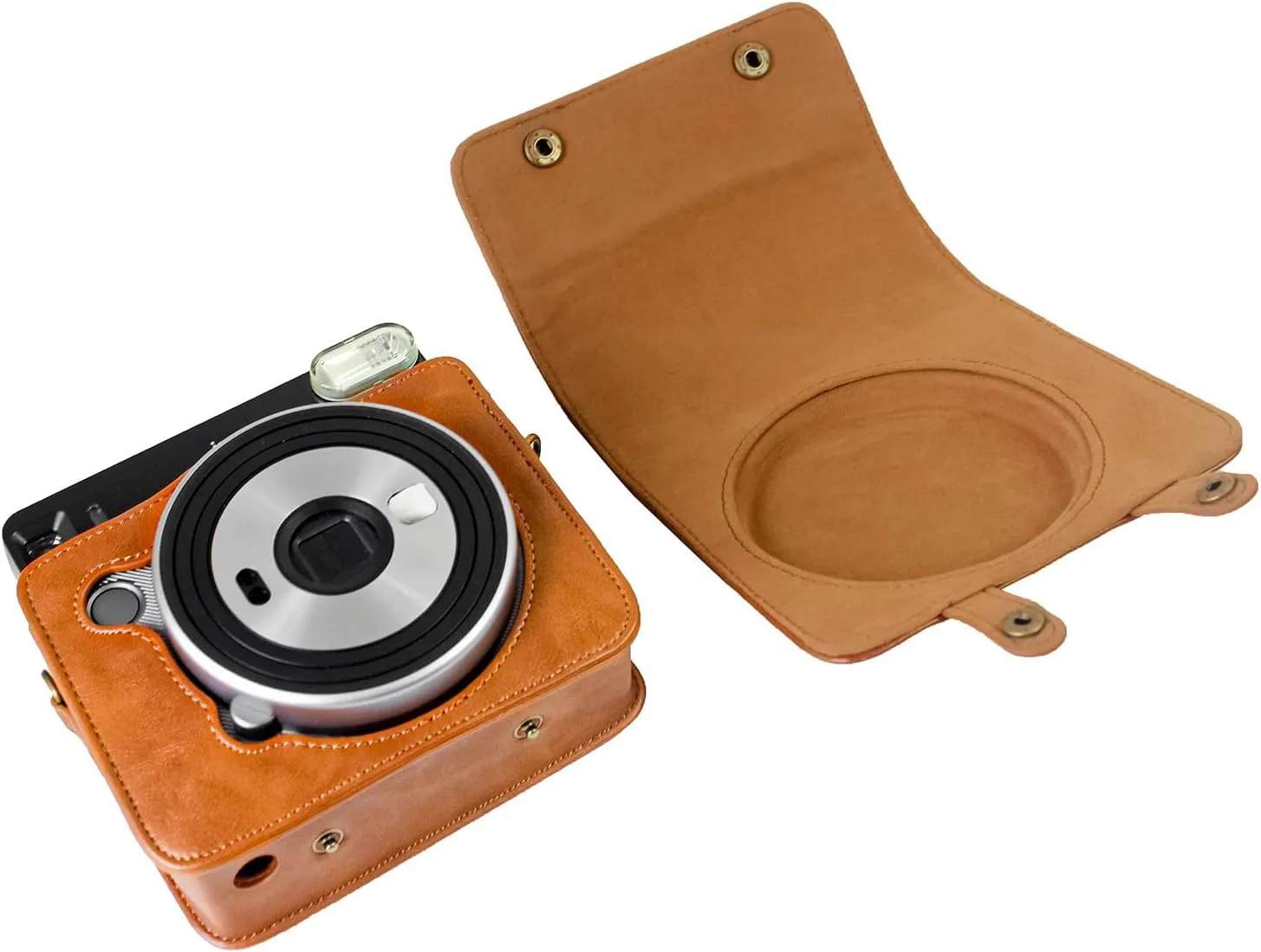 Rieibi Square SQ6 Protective PU Leather Compact Cover with Adjustable Shoulder Strap, Brown Beauty Case
