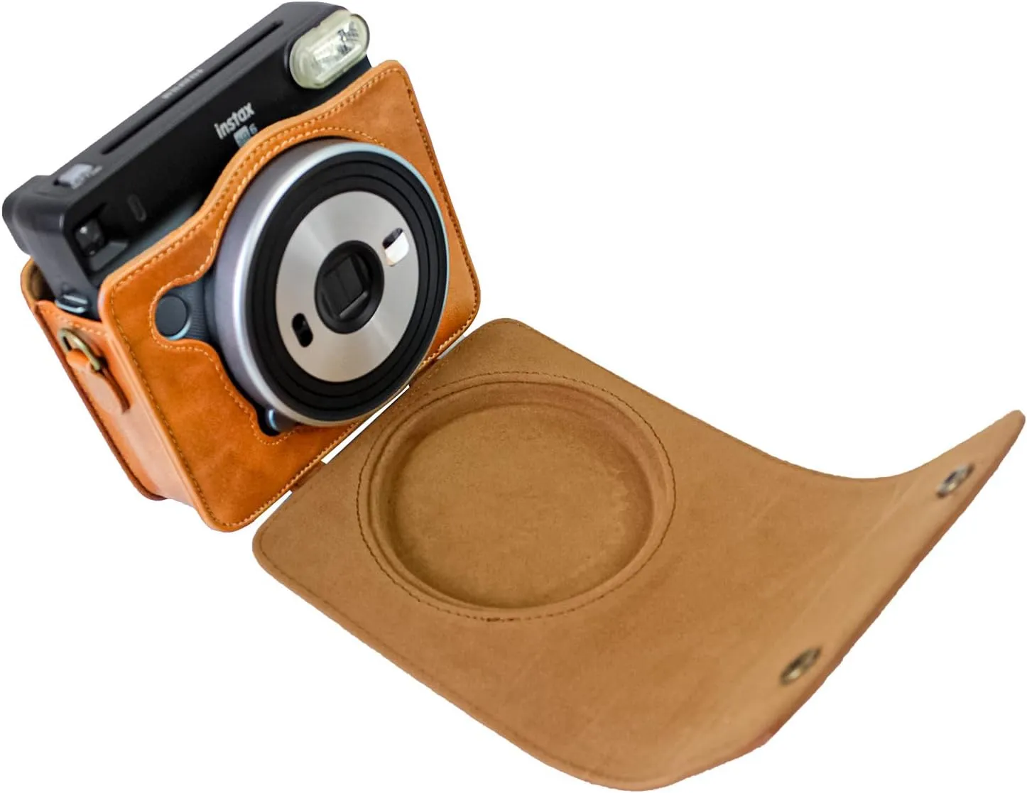 Rieibi Square SQ6 Protective PU Leather Compact Cover with Adjustable Shoulder Strap, Brown Beauty Case