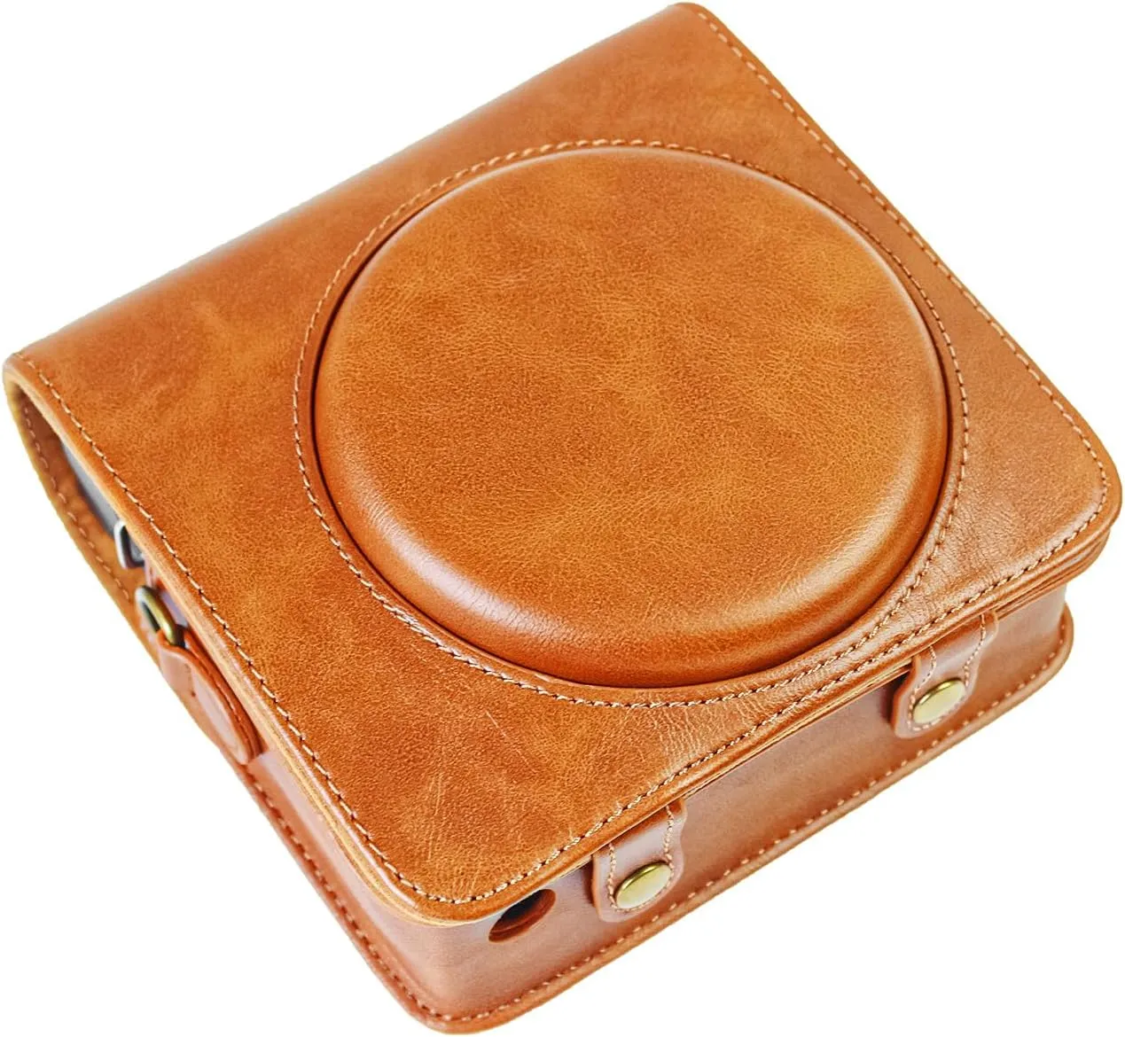 Rieibi Square SQ6 Protective PU Leather Compact Cover with Adjustable Shoulder Strap, Brown Beauty Case