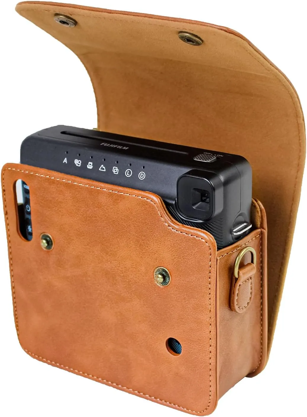 Rieibi Square SQ6 Protective PU Leather Compact Cover with Adjustable Shoulder Strap, Brown Beauty Case