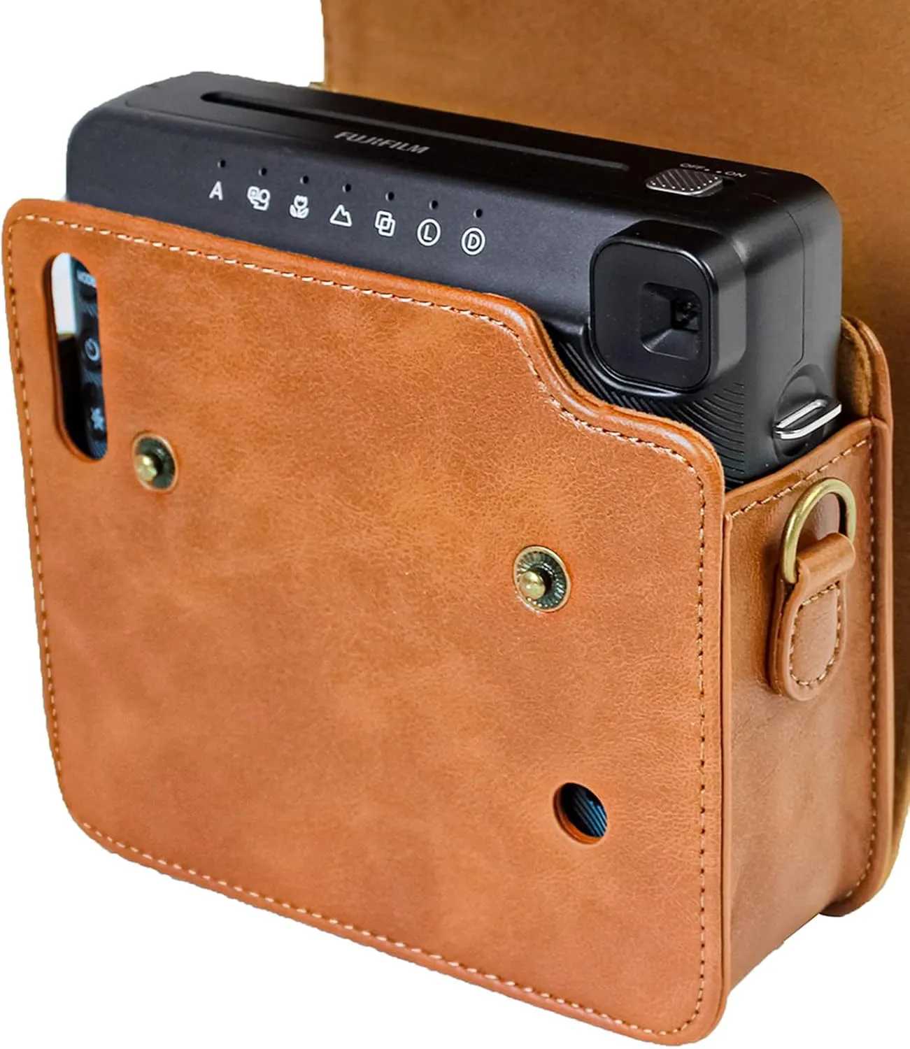 Rieibi Square SQ6 Protective PU Leather Compact Cover with Adjustable Shoulder Strap, Brown Beauty Case