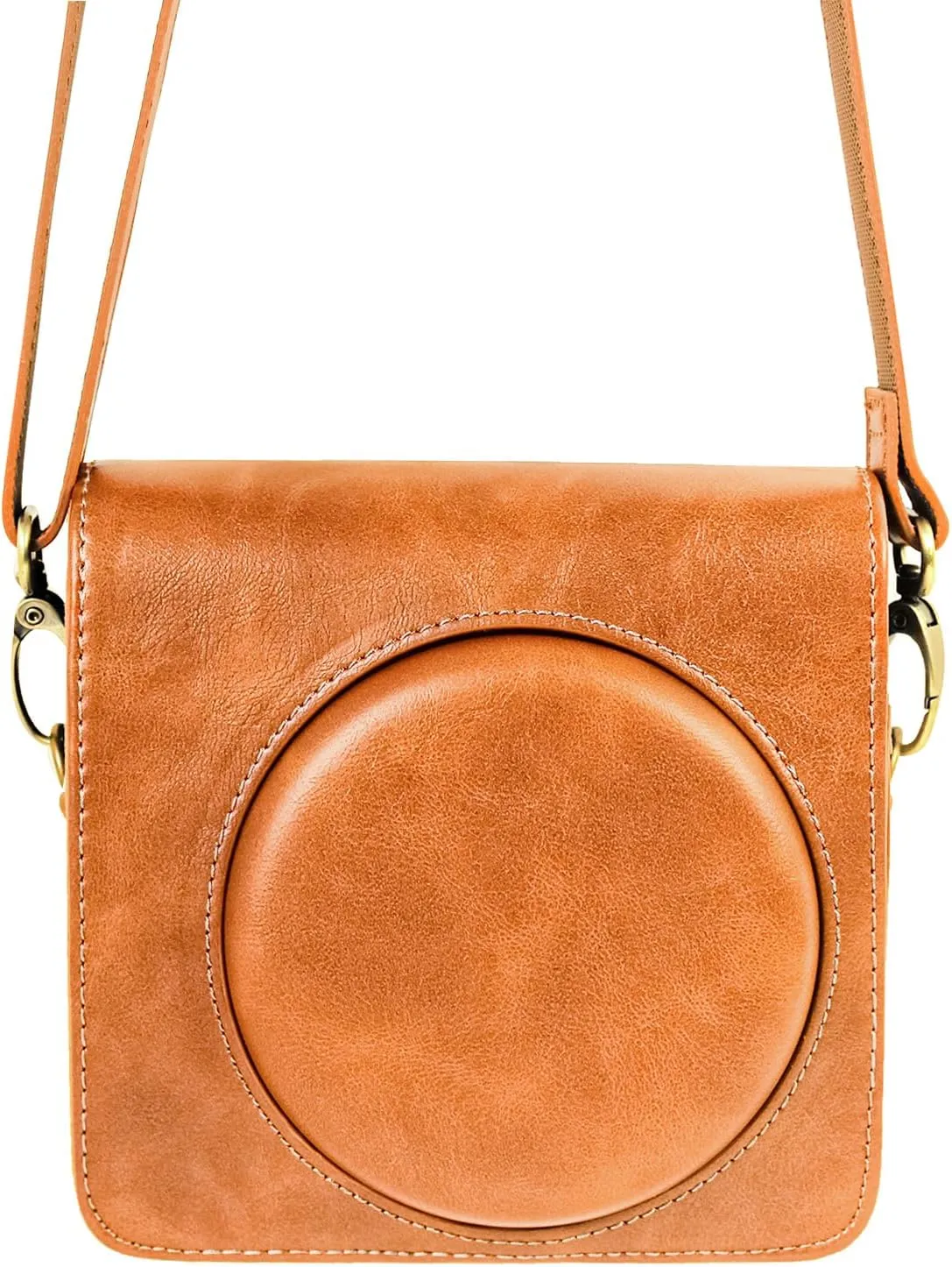 Rieibi Square SQ6 Protective PU Leather Compact Cover with Adjustable Shoulder Strap, Brown Beauty Case