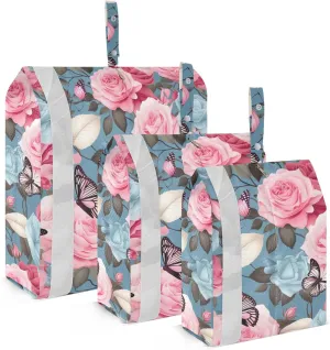Rose Butterflies Packing Cubes for Travel 3 Set Packing Compression Cubes Luggage Organizer Bags for Packing