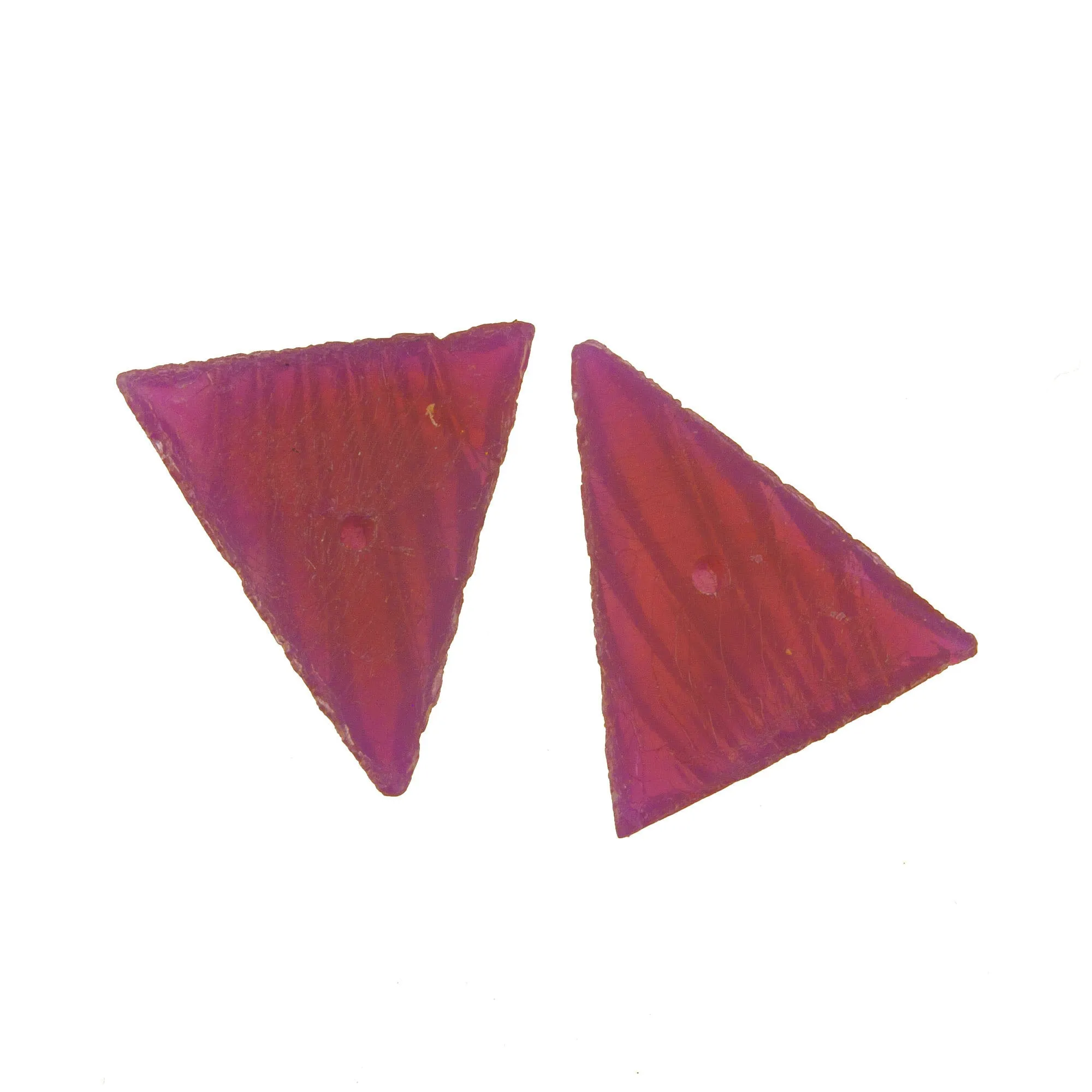 Ruby Glass Triangle Cabochon. Art Deco. 18x20mm. Pkg of 1. b5-492