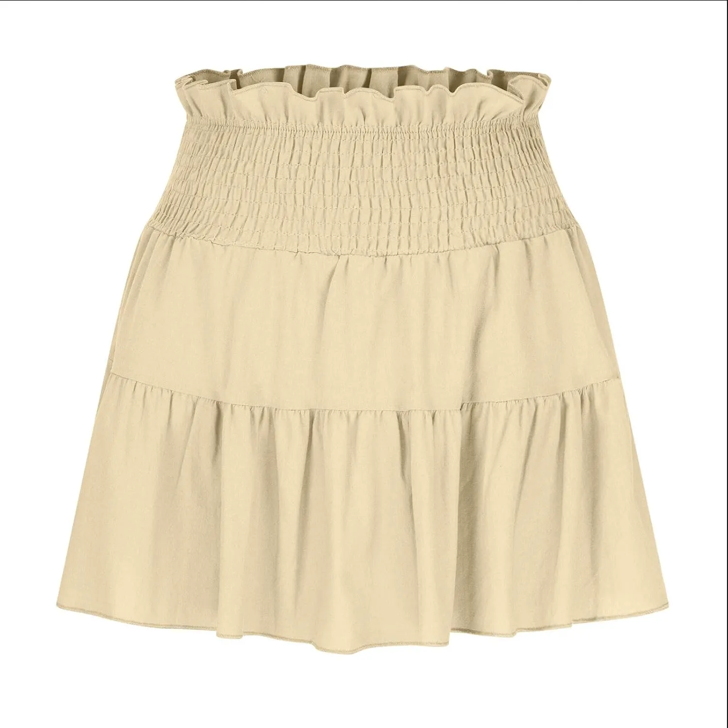 Ruffle Tiered Short Skirt for Women Summer Elastic Waisted Pleated Layer Skirts Casual Trendy Beach Vacation Skirt