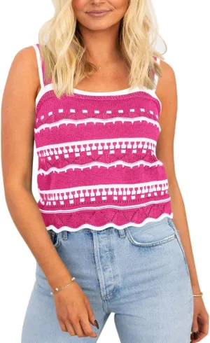 Saodimallsu Womens Striped Crop Tank Top Summer Sleeveless Square Neck Going Out Sexy Y2k Knit Slim Sweater Vest
