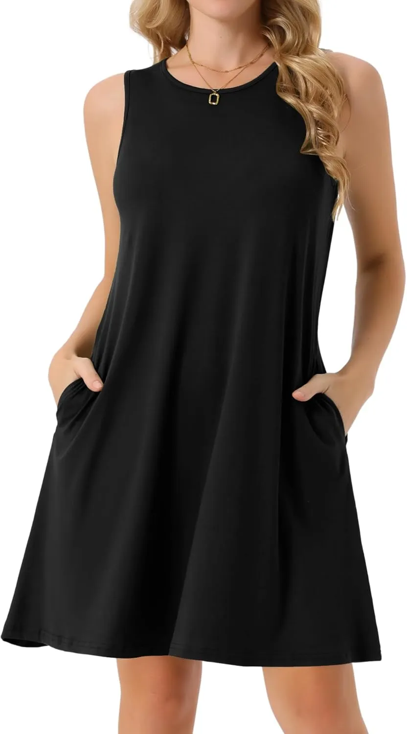 Seta T Women's Summer Dresses Tie Dye Tank Dress Beach Casual Sleeveless Loose Tshirt Sundress with Pockets