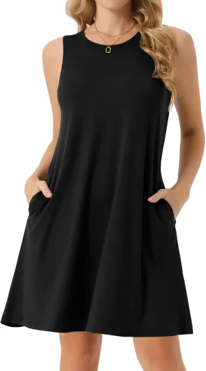 Seta T Women's Summer Dresses Tie Dye Tank Dress Beach Casual Sleeveless Loose Tshirt Sundress with Pockets